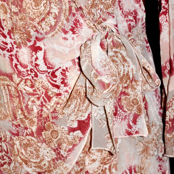 Saint Tropez West Skirt and Studio 1940 Long Sleeved Button Down Sash Blouse - Picture 3 of 9